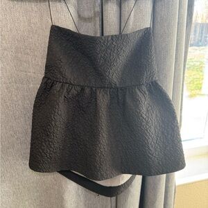 Black Textured crop tank with ties